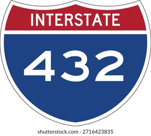 Interstate I-432 Shield USA Señal de tráfico Vector de diseño editable 