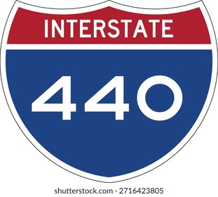 Interstate I-440 Shield USA Señal de tráfico Vector de diseño editable 
