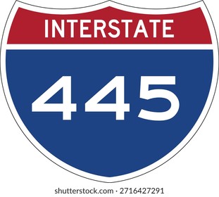 Interstate I-445 Shield USA Señal de tráfico Vector de diseño editable 