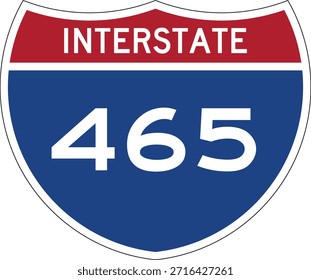 Interstate I-465 Shield USA Señal de tráfico Vector de diseño editable 
