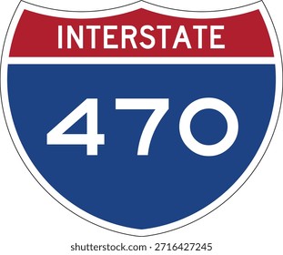 Interstate I-470 Shield USA Señal de tráfico Vector de diseño editable 