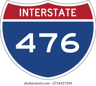 Interstate I-476 Shield USA Señal de tráfico Vector de diseño editable 