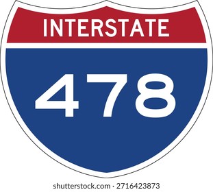 Interstate I-478 Shield USA Señal de tráfico Vector de diseño editable 