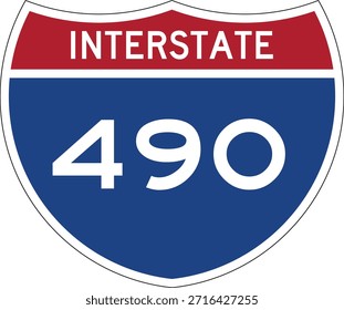 Interstate I-490 Shield USA Señal de tráfico Vector de diseño editable 