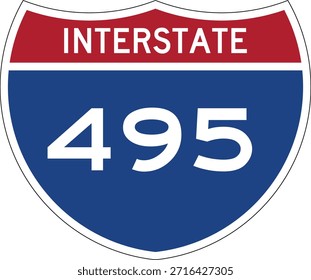 Interstate I-495 Shield USA Señal de tráfico Vector de diseño editable 