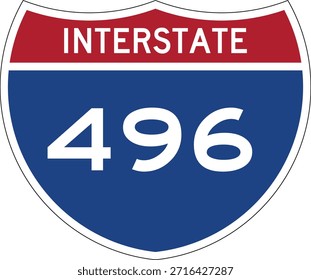 Interstate I-496 Shield USA Señal de tráfico Vector de diseño editable 