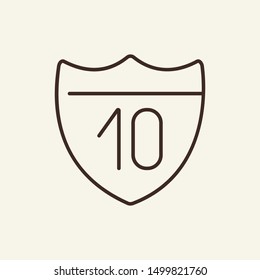 Interstate line icon. Number, road sign, speed. Regulation concept. Can be used for topics like infrastructure, highway, traffic