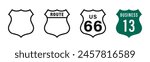 Interstate route sign set. Interstate roads. US Route 66. International road signs. 