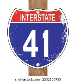 Interstate sign 41 over a white background