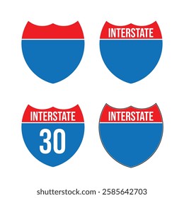 Interstate Sign American blue and red color 