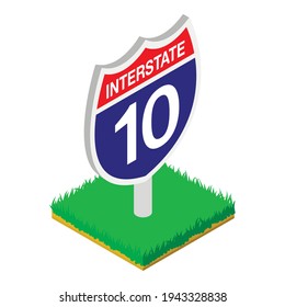 Interstate Sign Icon. Isometric Illustration Of Interstate Sign Vector Icon For Web