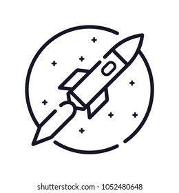 Interstellar space rocket line icon