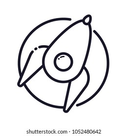 Interstellar spaceship line icon
