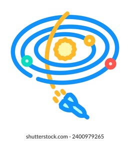 vector de color de exploración del espacio de viaje interestelar. signo de exploración interestelar del espacio de viaje. ilustración de símbolo aislado