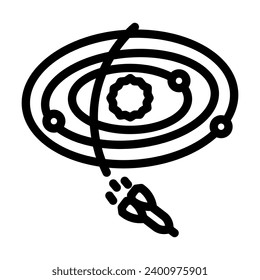 interstellar travel space exploration line icon vector. interstellar travel space exploration sign. isolated contour symbol black illustration
