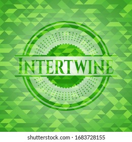 Intertwine green emblem with mosaic background. Vector Illustration. Detailed.