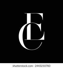 Intertwine letter C and E with serif font