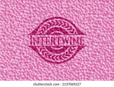 Intertwine pink emblem with bubbles background. Vintage. Vector Illustration. Detailed. 