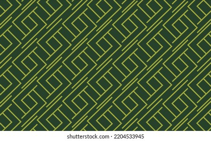 Intertwined Army Green Colored Angular Lines Within Yellow Vector Background. Suitable For Fabric, Wallpaper, Cover, Card, And Banner.