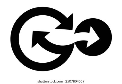 Intertwined arrows: Abstract symbolic representation of dynamic movement creating a flowing circular pattern.