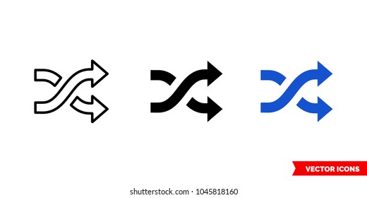 
Intertwined arrows icon of 3 types: color, black and white, outline. Isolated vector sign symbol