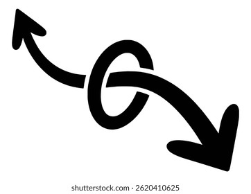 Intertwined arrows illustrating change direction hand drawn style simple vector image