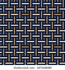 intertwined beige-brown-black ribbons on a gray background. strict ribbon seamless pattern. vector