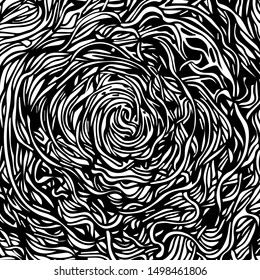 Intertwined branches of a tree or rhizome. Vegetable ornament for decoration or design of packaging, textiles, Wallpaper. Black and white vector illustration, background. Art.