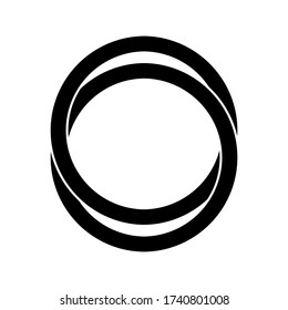 intertwined circles in black color, editable vector