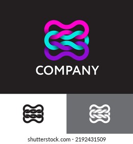Intertwined elements, like a fragment of a network. Color threads, loop elements. Network logo.