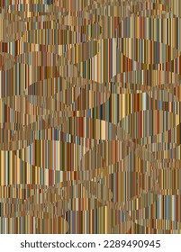 Intertwined elliptical shapes broken up into vertical striped colorful pattern