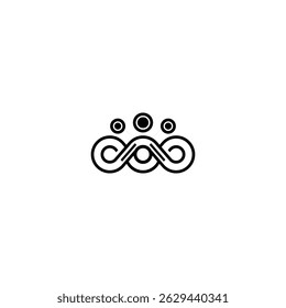 Intertwined figures with circles simple black white