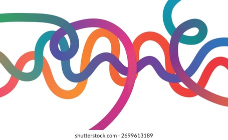 Formas de cinta fluidas entrelazadas con colores degradados sobre fondo blanco onda abstracta