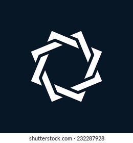 Intertwined geometric shapes, squares, vector, silhouette