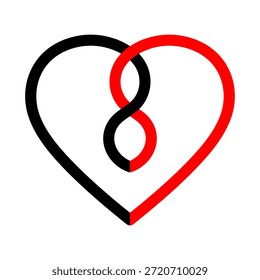 Intertwined Heart Vector Illustration. Ideal for Valentines Day graphics, wedding designs, logos, tattoos, stickers, greeting cards, posters, branding and social media visuals.