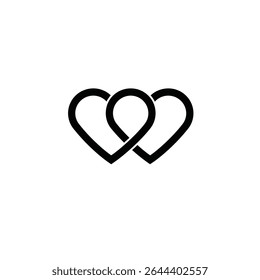 Intertwined hearts love symbol romantic design.