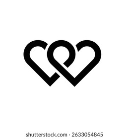Intertwined hearts love unity symbol design.