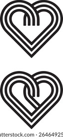Corações entrelaçados Representação Simbólica de Amor e Conexão Negrito Preto e Branco Design com padrões geométricos intrincados