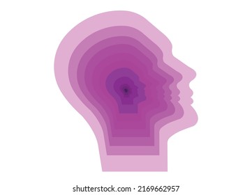 intertwined human heads on white background.
mental health concept.