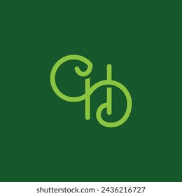 Intertwined letter CHB shaped into swirl