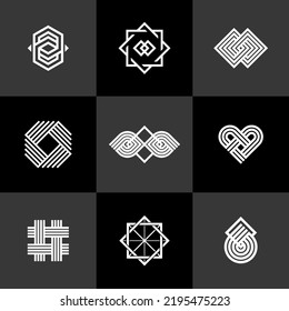 Intertwined Lines Vintage Style Icons Collection Stock Vector (Royalty ...