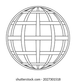 Intertwined meridian and parallel of the globe of the earth grid, the globe of the field line on the surface of the meridian and parallel, vector template grid