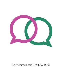 Intertwined Pink and Teal Speech Bubbles Abstract Communication Concept Graphic Design Element