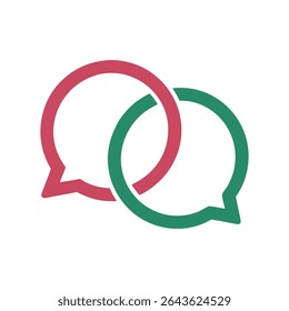 Intertwined Pink and Teal Speech Bubbles Communication Concept Graphic Design Element