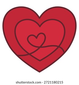 Icono de corazón rojo entrelazado con línea continua dentro que simboliza el amor eterno