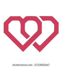 Símbolo de corazones rojos entrelazados que representa una conexión profunda y una asociación romántica de amor de boda
