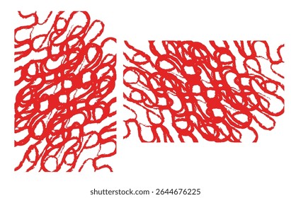 Intertwined Red Lines and Looping Shapes , Abstract Graphic