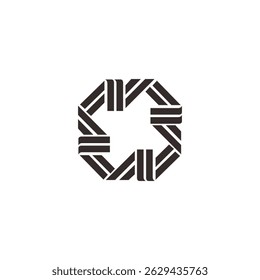 Intertwined ribbon design in a hexagonal shape