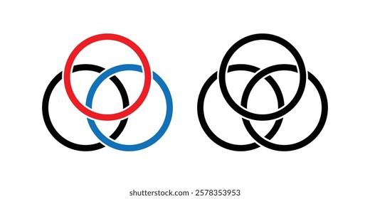 Intertwined Rings in Red, Blue, and Black for a Unity Concept.