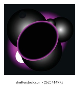 Intertwined spheres with purple neon glow create a mesmerizing abstract composition